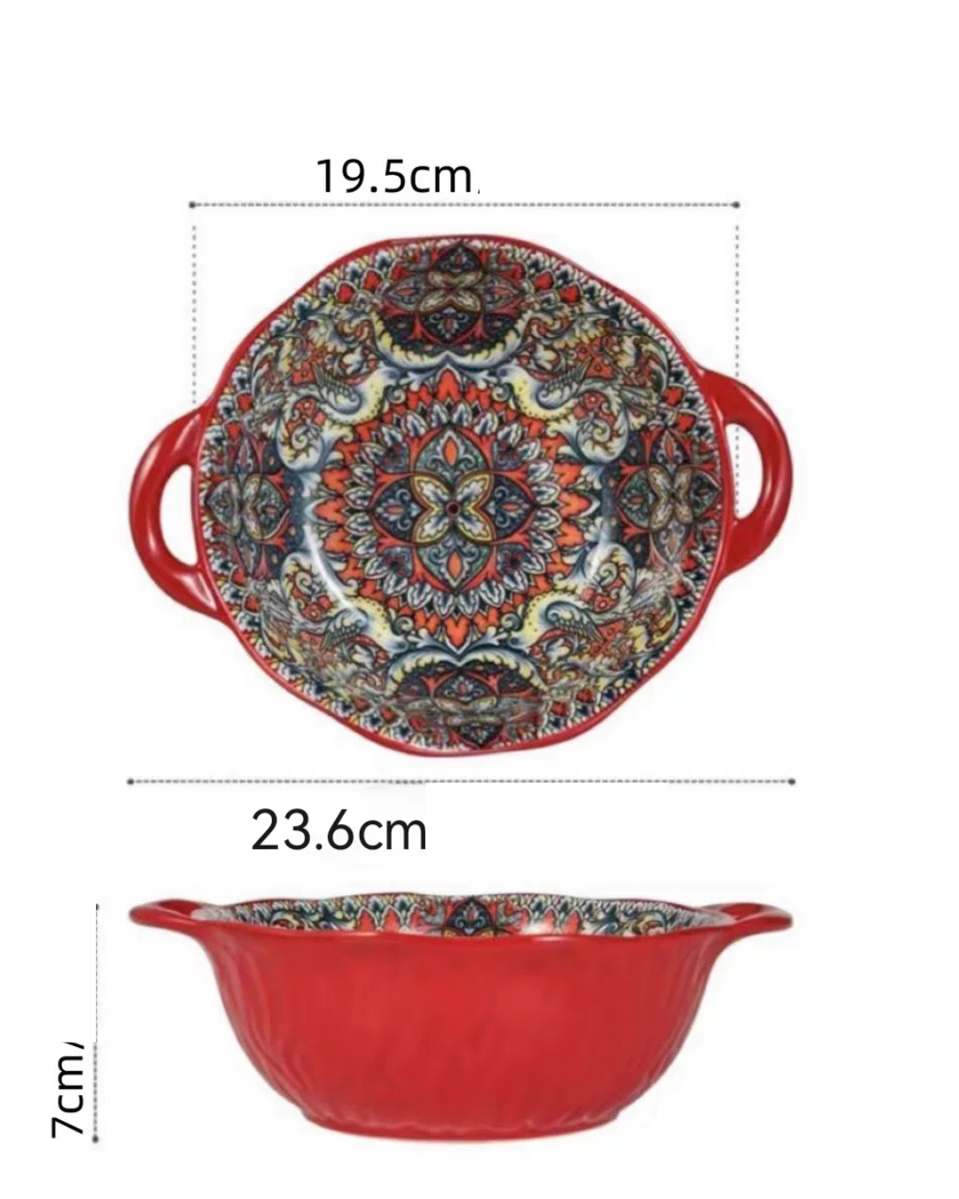 Tigela de Sopa de Cerâmica Boêmio com Alça Para Sopa Ramen e Saladas