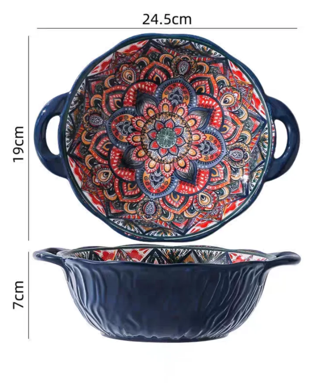 Tigela de Sopa de Cerâmica Boêmio com Alça Para Sopa Ramen e Saladas