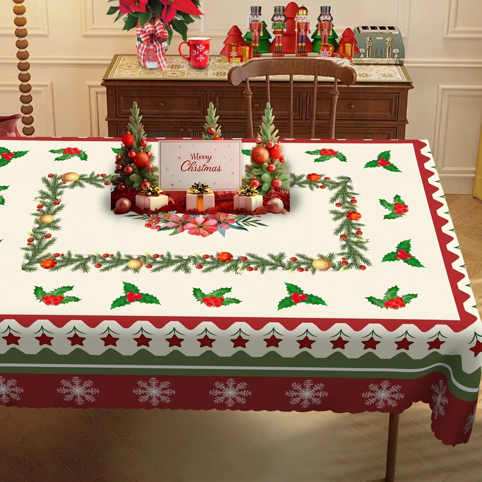 Toalha de Mesa Natalina à Prova d'Água