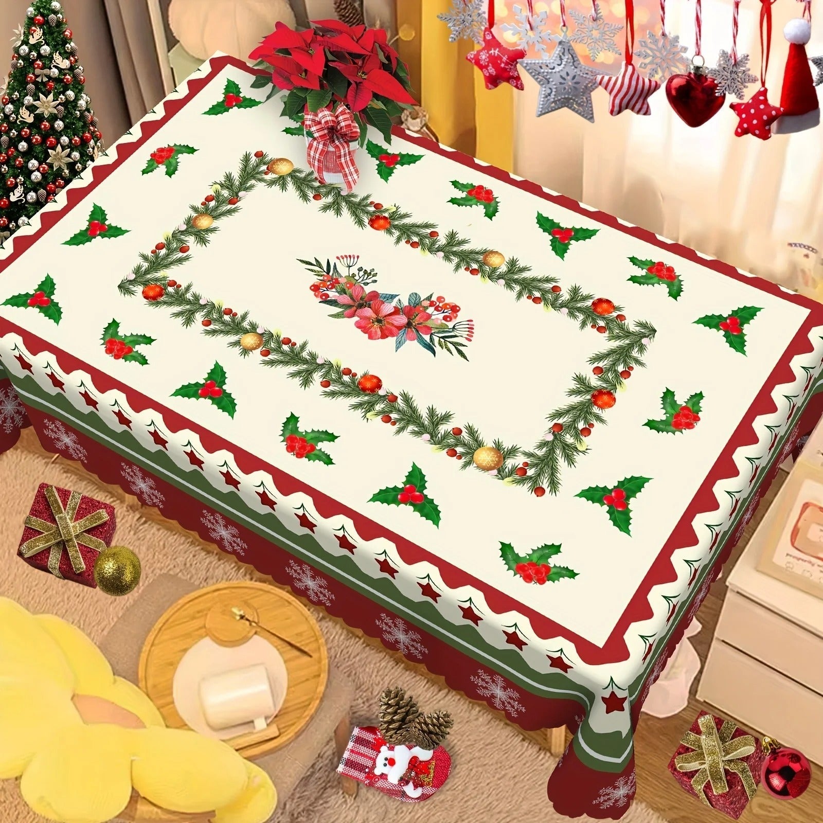 Toalha de Mesa Natalina à Prova d'Água