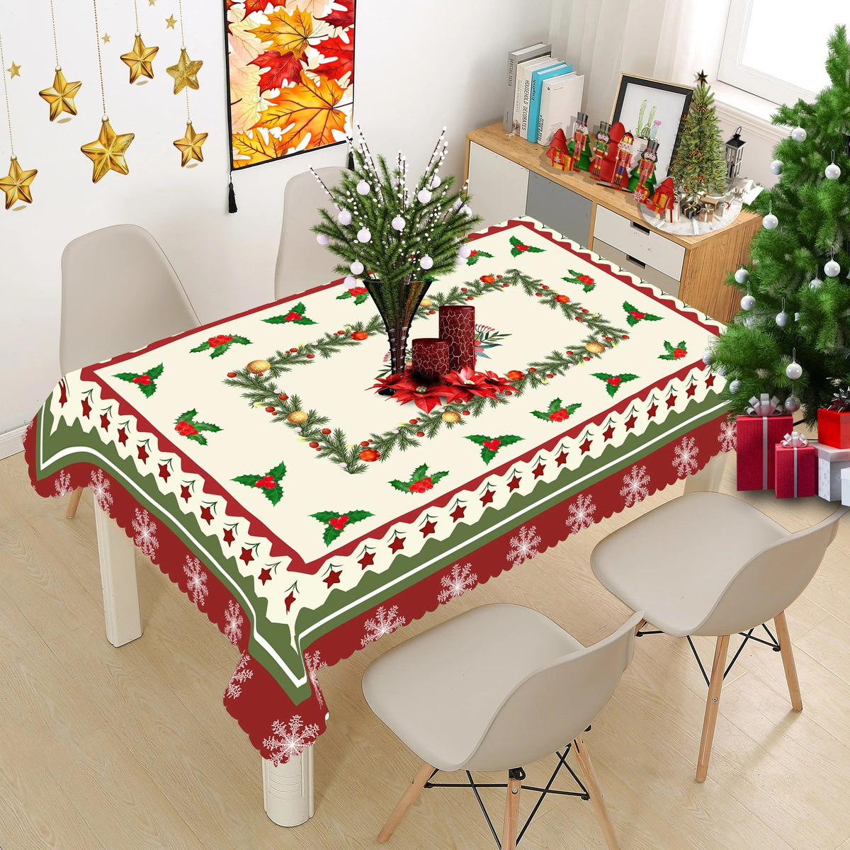 Toalha de Mesa Natalina à Prova d'Água