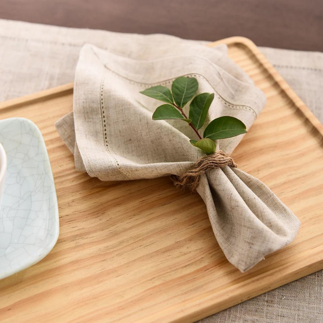 Conjunto de 12 Peças de Guardanapo de Mesa em Linho