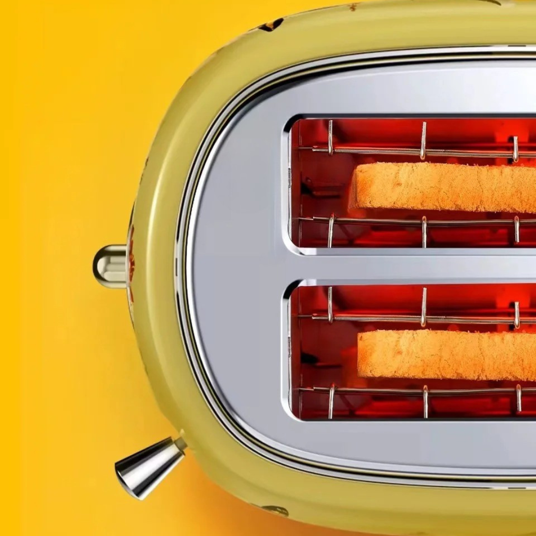 Torradeira Vintage Retrô Desenhada a Mão para 2 Fatias com Função Automática