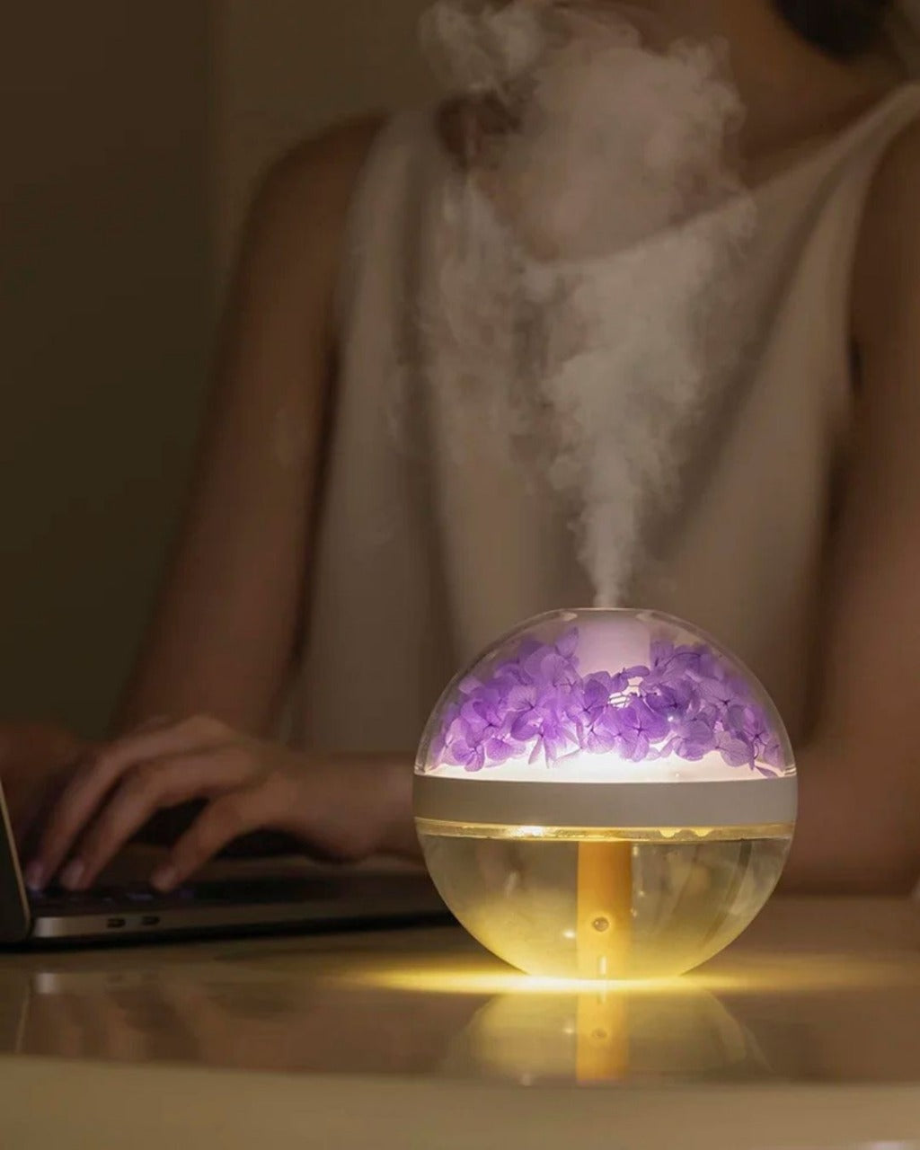 Umidificador de Ar USB Recarregável Luz LED Névoa Ultrassônica e Hidratação