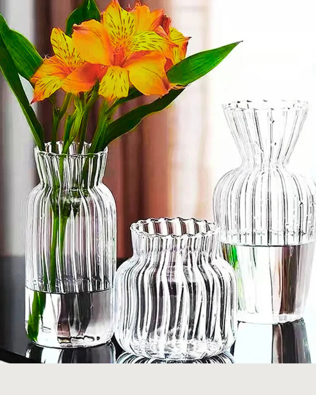 Vaso de Vidro Nórdico Transparente para Decoração de Flores e Arranjos