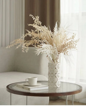 Vaso de Vidro com Couro Trançado Decoração Moderna para Sala ou Mesa