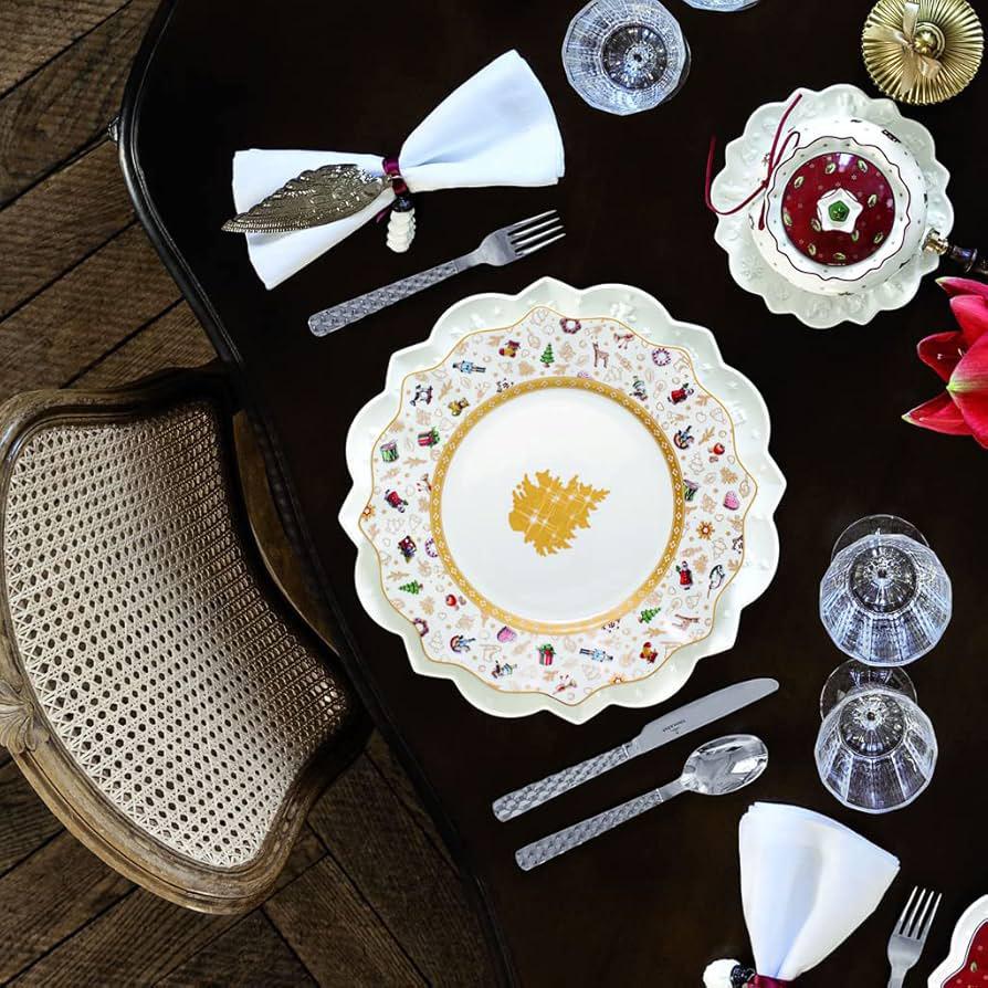 Aparelho de Jantar Natalino Dourado - 6 Peças