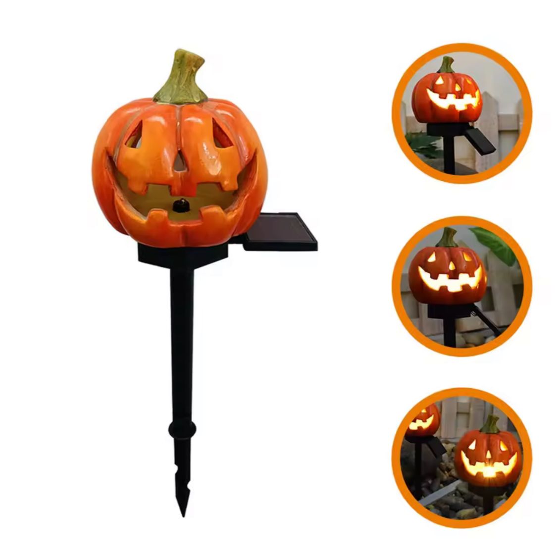 Kit Luminária Solar Abóbora Decorativa - Halloween