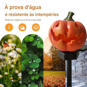 Kit Luminária Solar Abóbora Decorativa - Halloween